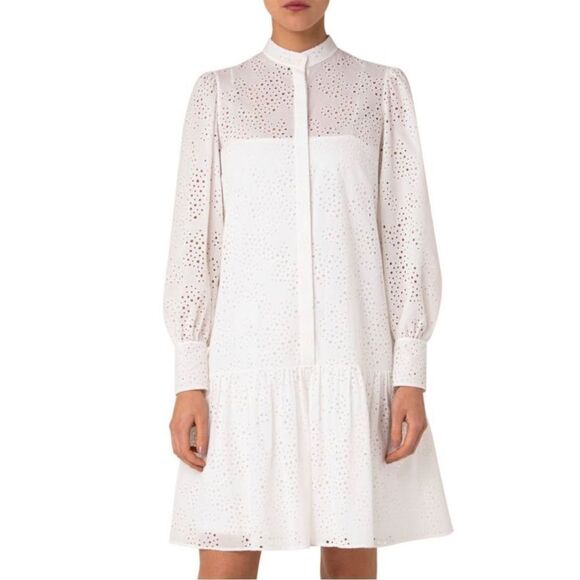 AKRIS PUNTO Eyelet Lace Flounce-Hem Dress size 4 - Picture 1 of 14